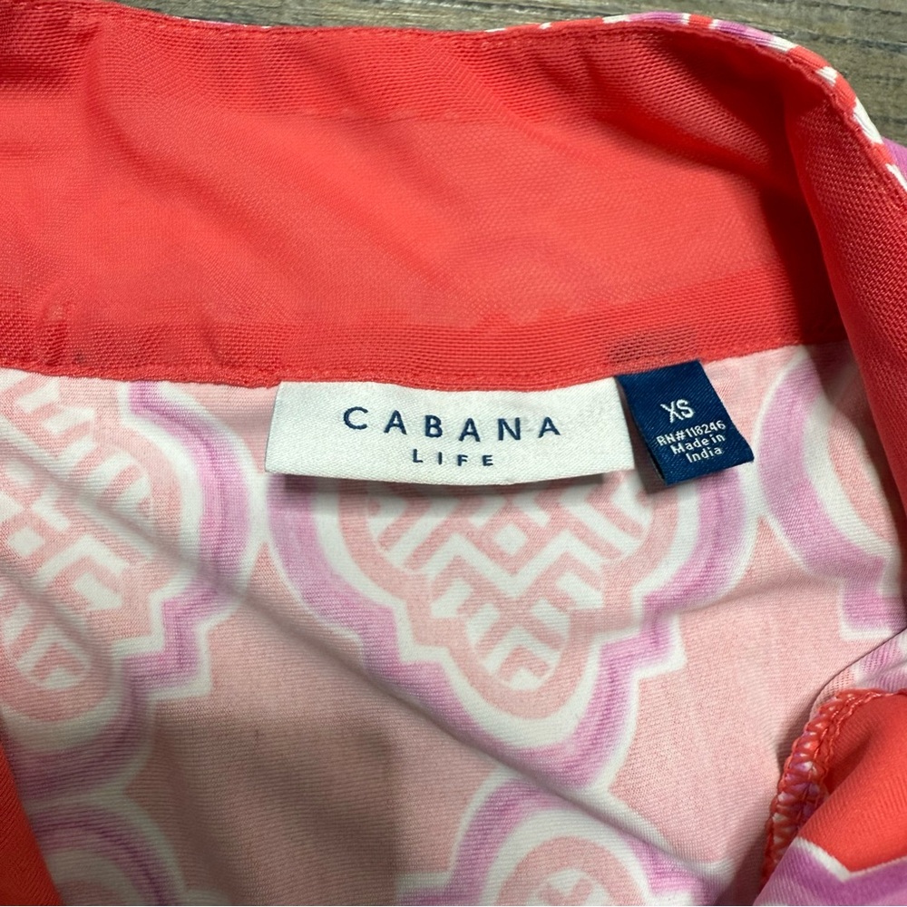 Cabana Life Coral and Pink Patterned Dress Long Sleeve - Picture 2 of 12
